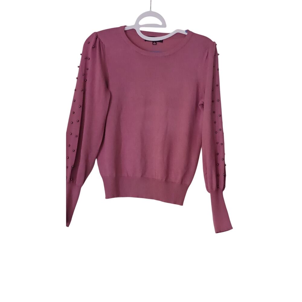 Catherine Malandrino Pink Rayon Sweater Bead Embellished Sleeve Size S
